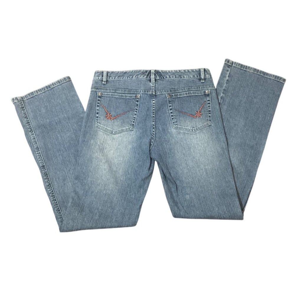 Sigrid Olsen Womens Embroidered‎ Blue Jeans Size 8 Boho Hippie Festival